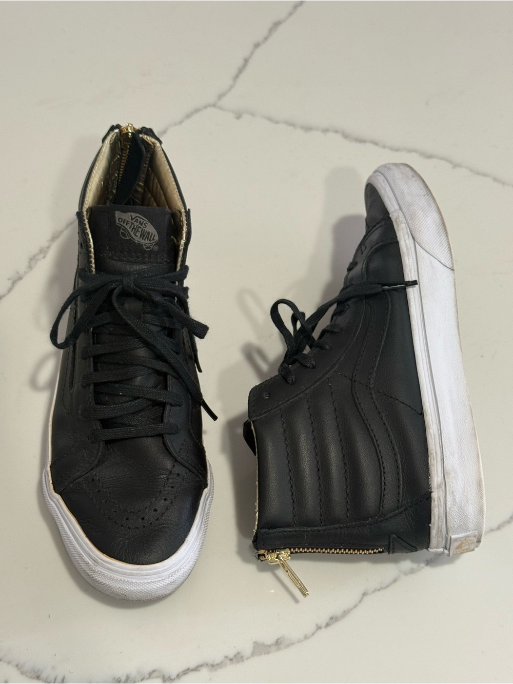 Women’s Vans Sk8-Hi Zip Black & Gold High Top Sneakers US 6.0